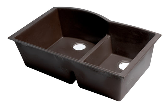 ALFI brand Chocolate 33" Double Bowl Undermount Granite Composite Kitchen Sink