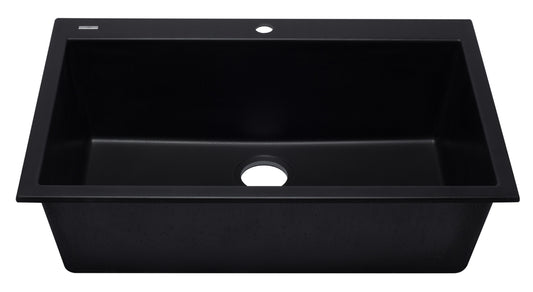 ALFI brand Black 33" Single Bowl Drop In Granite Composite Kitchen Sink