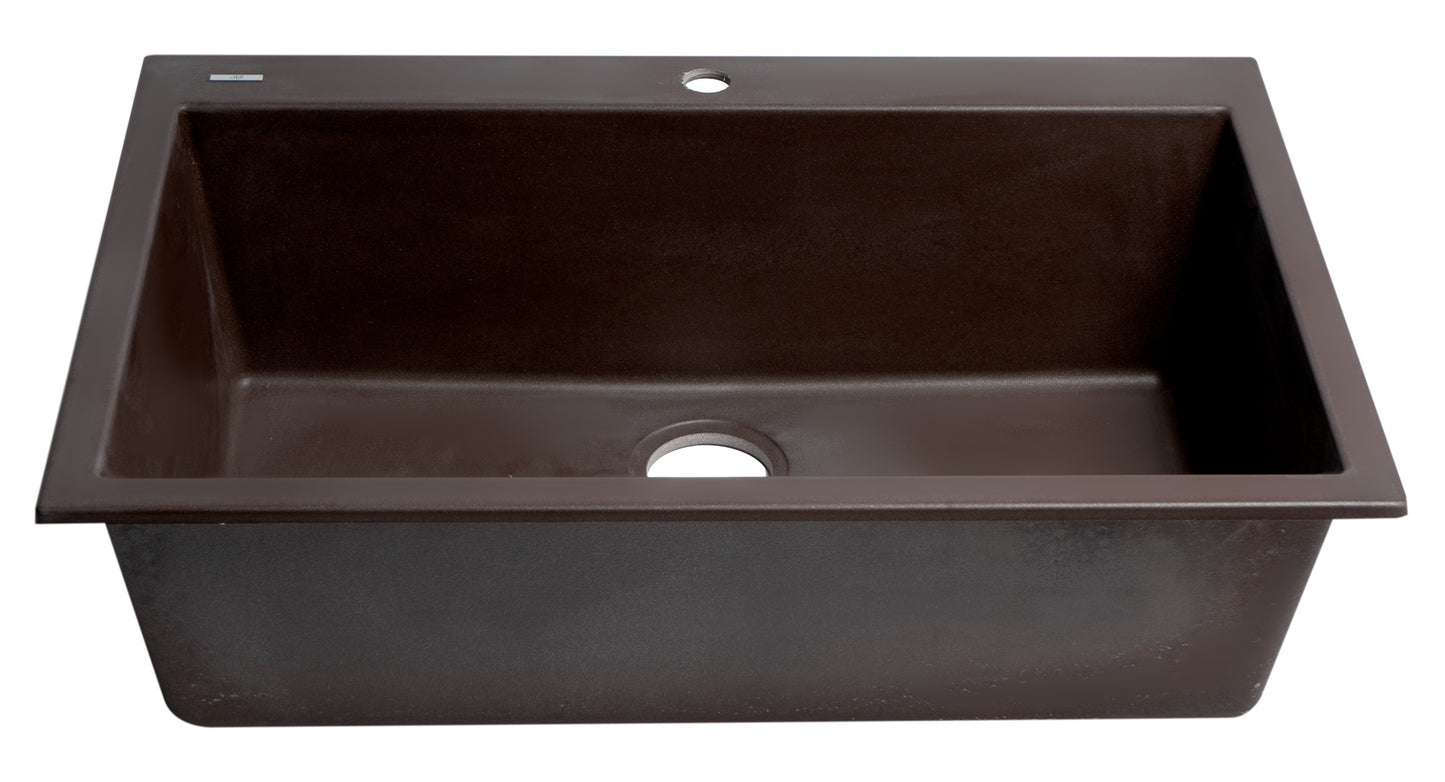 ALFI brand Chocolate 33" Single Bowl Drop In Granite Composite Kitchen Sink