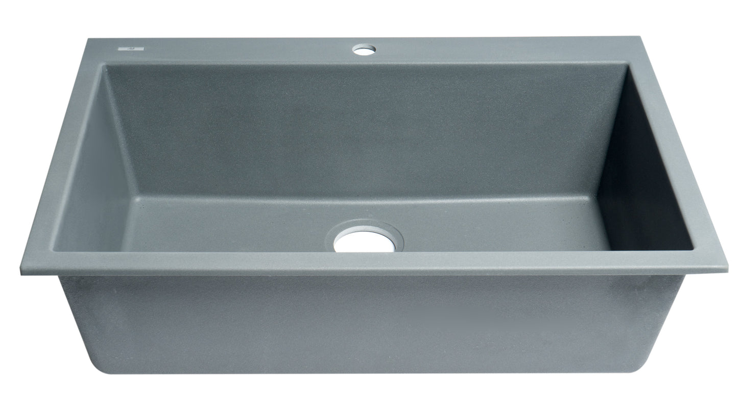 ALFI brand Titanium 33" Single Bowl Drop In Granite Composite Kitchen Sink