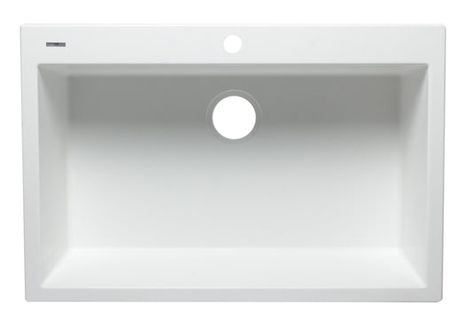 ALFI brand White 33" Single Bowl Drop In Granite Composite Kitchen Sink