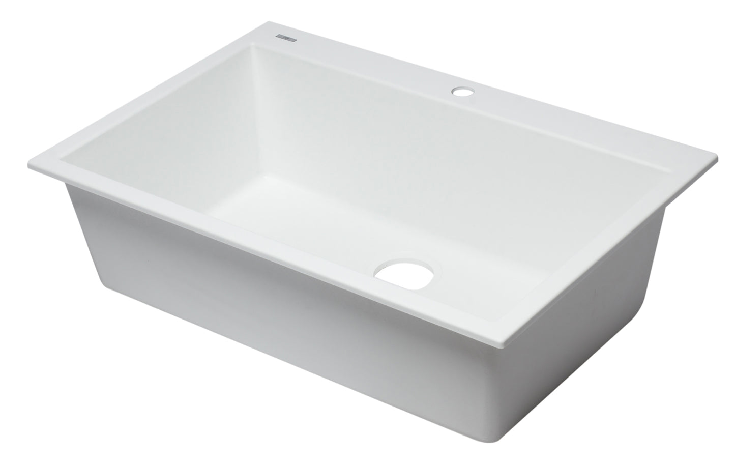 ALFI brand White 33" Single Bowl Drop In Granite Composite Kitchen Sink