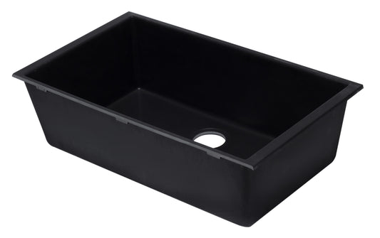 ALFI brand Black 33" Single Bowl Undermount Granite Composite Kitchen Sink