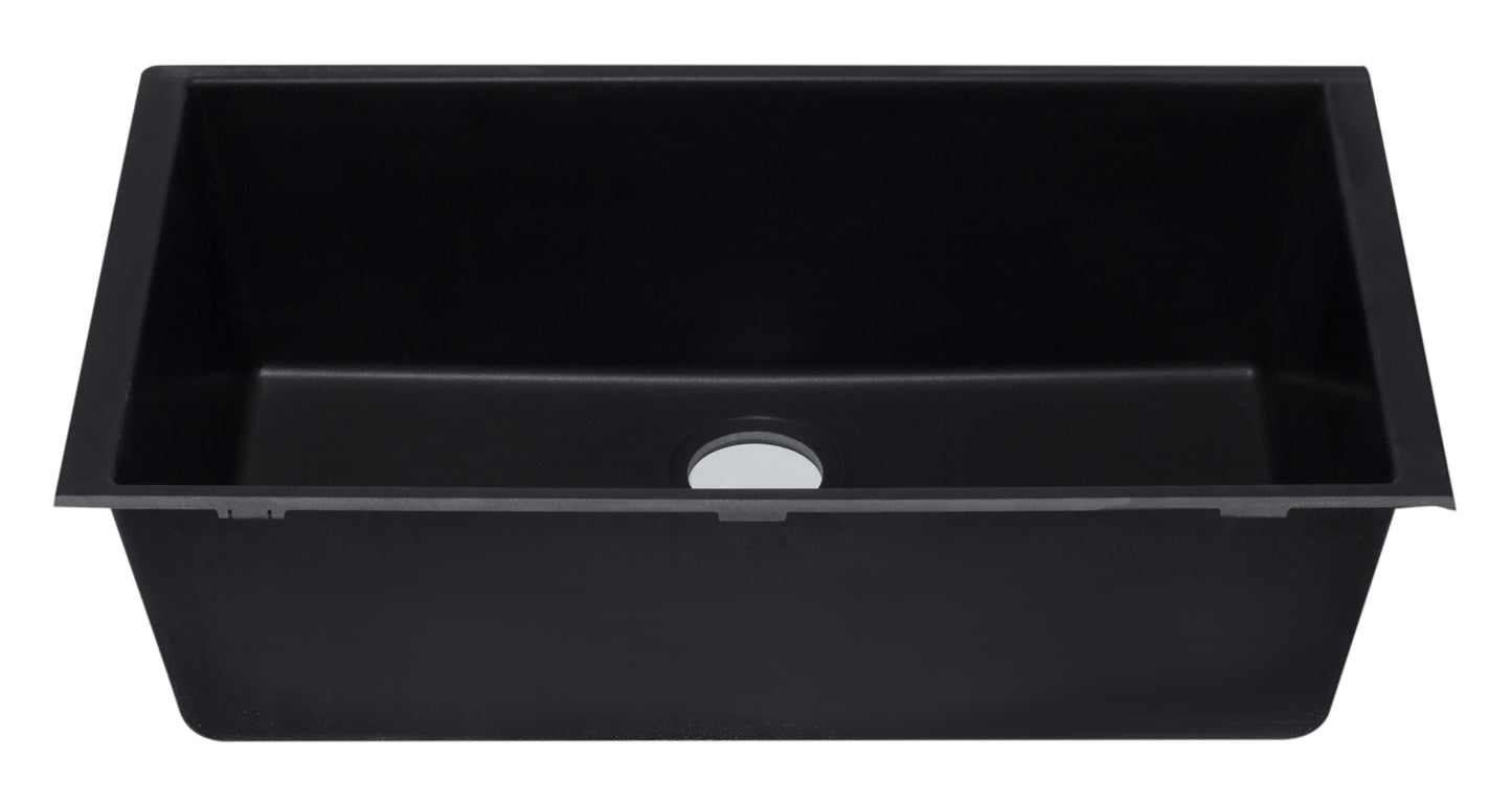 ALFI brand Black 33" Single Bowl Undermount Granite Composite Kitchen Sink