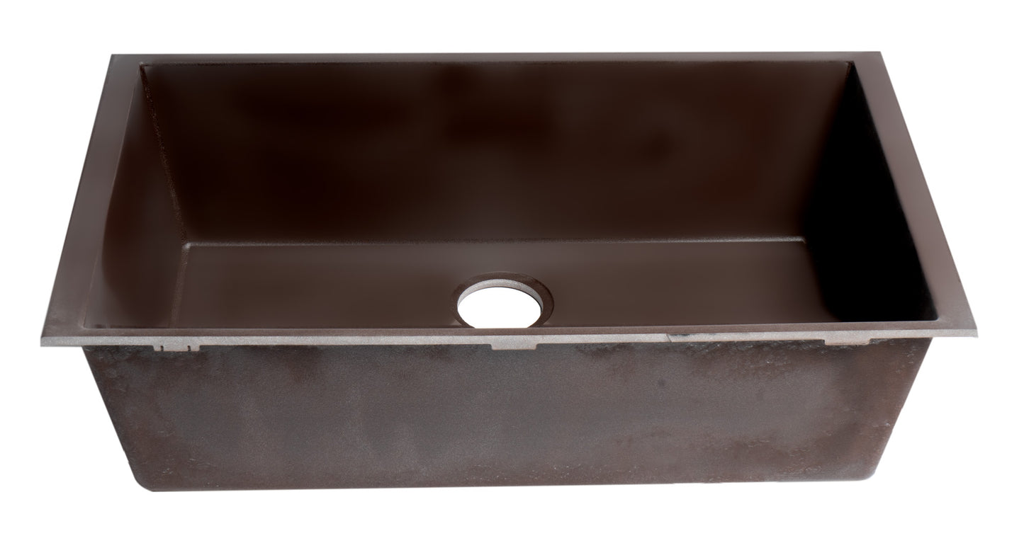 ALFI brand Chocolate 33" Single Bowl Undermount Granite Composite Kitchen Sink