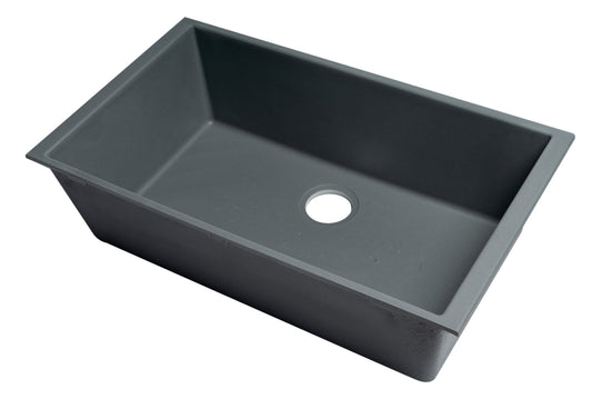 ALFI brand Titanium 33" Single Bowl Undermount Granite Composite Kitchen Sink