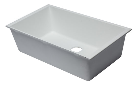 ALFI brand White 33" Single Bowl Undermount Granite Composite Kitchen Sink