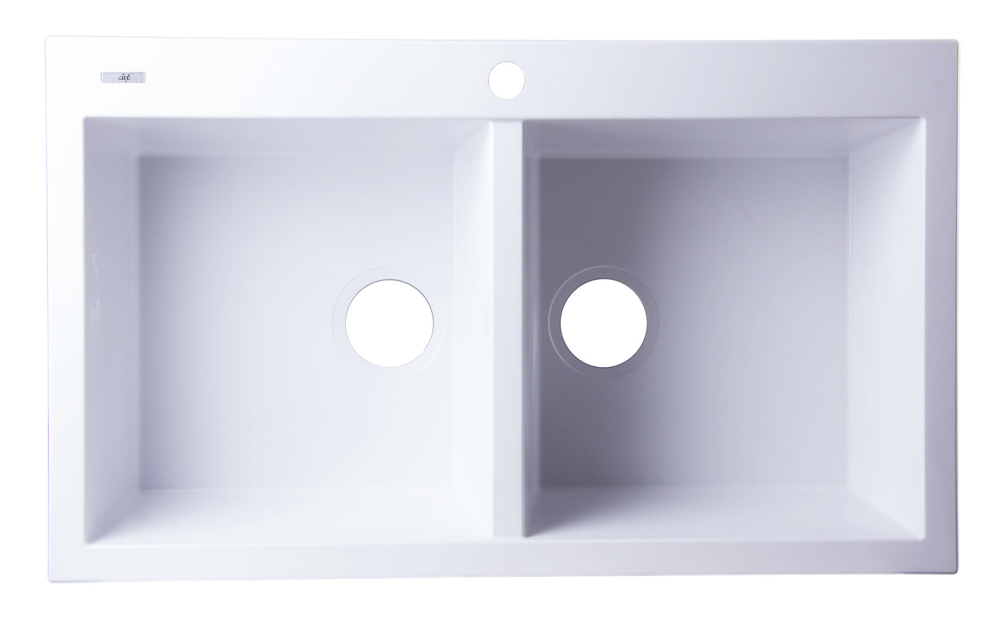 ALFI brand White 34" Drop-In Double Bowl Granite Composite Kitchen Sink