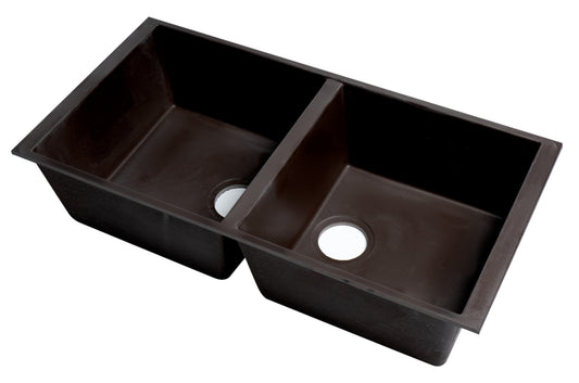 ALFI brand Chocolate 34" Undermount Double Bowl Granite Composite Kitchen Sink