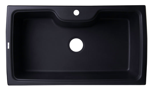 ALFI brand Black 35" Drop-In Single Bowl Granite Composite Kitchen Sink