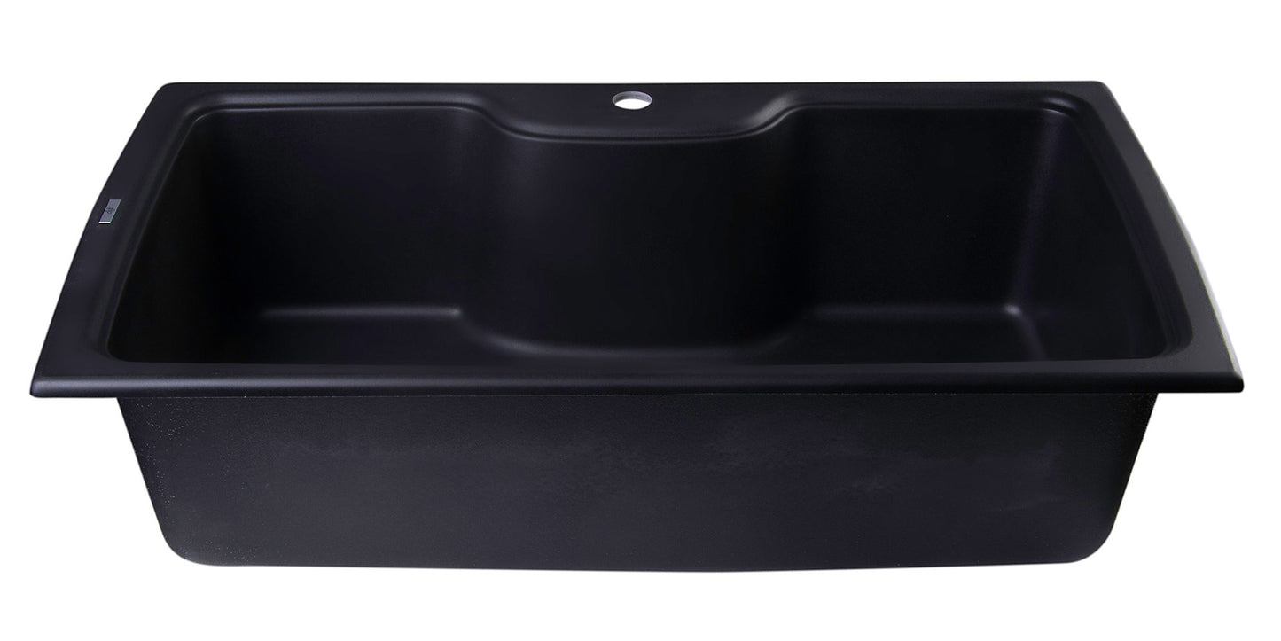 ALFI brand Black 35" Drop-In Single Bowl Granite Composite Kitchen Sink