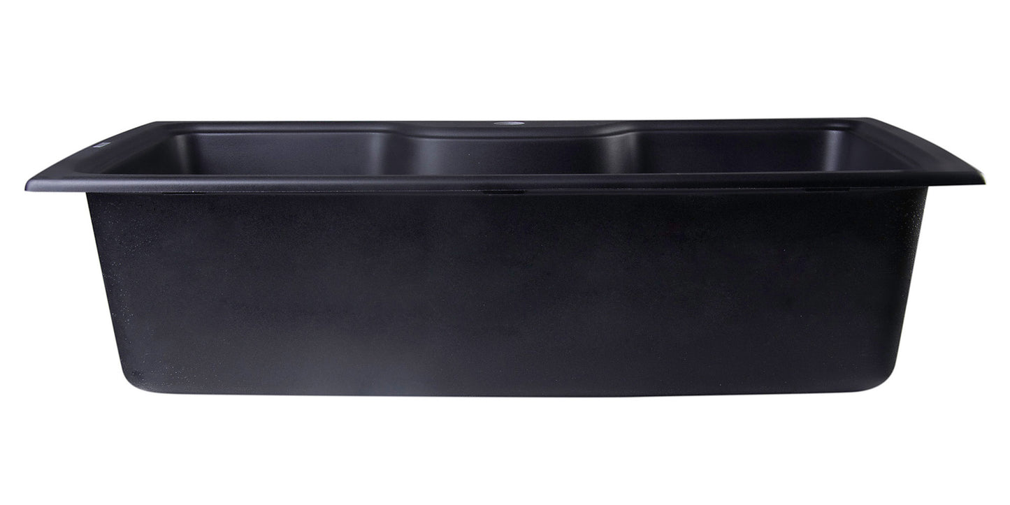 ALFI brand Black 35" Drop-In Single Bowl Granite Composite Kitchen Sink