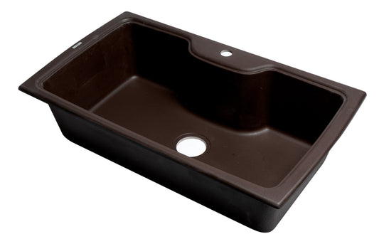 ALFI brand Chocolate 35" Drop-In Single Bowl Granite Composite Kitchen Sink