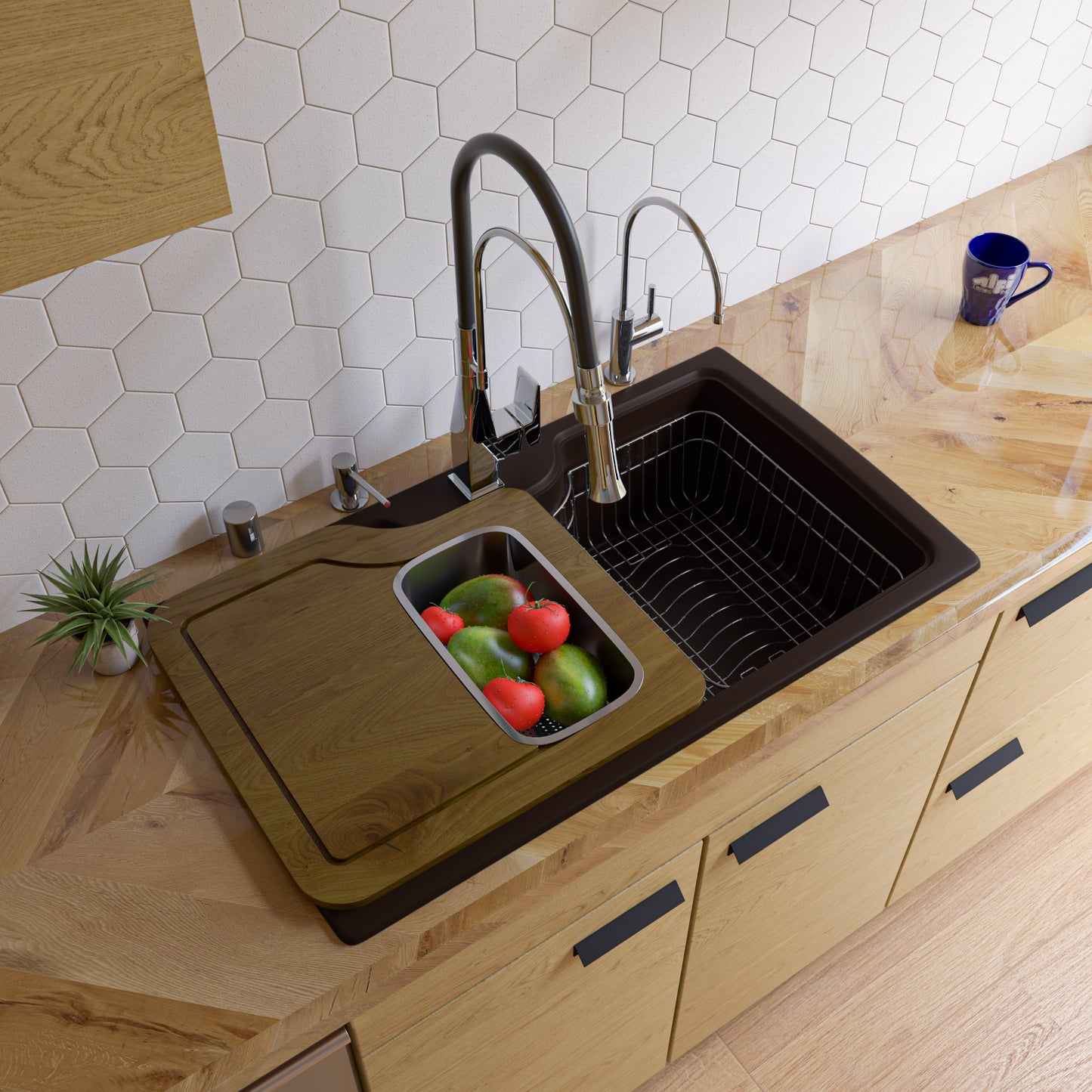 ALFI brand Chocolate 35" Drop-In Single Bowl Granite Composite Kitchen Sink