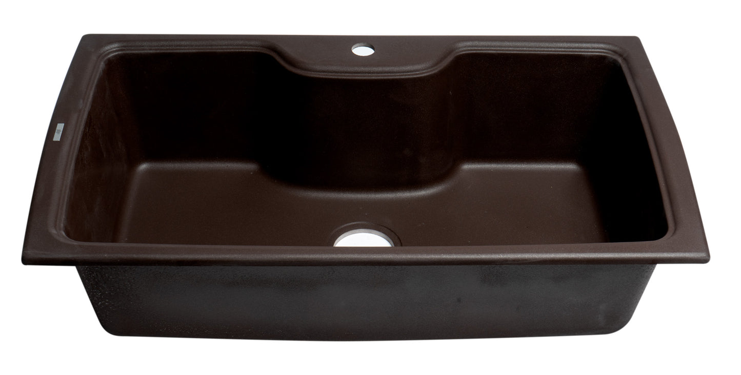 ALFI brand Chocolate 35" Drop-In Single Bowl Granite Composite Kitchen Sink