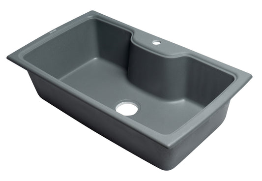 ALFI brand Titanium 35" Drop-In Single Bowl Granite Composite Kitchen Sink