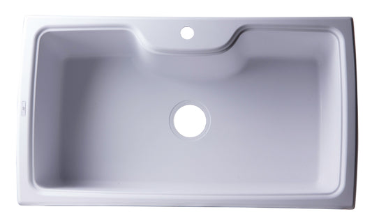 ALFI brand White 35" Drop-In Single Bowl Granite Composite Kitchen Sink