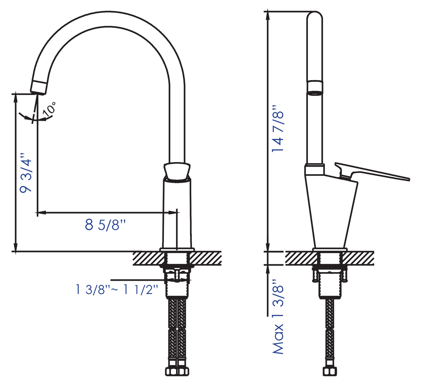 ALFI brand AB3600-BN Brushed Nickel Gooseneck Single Hole Bathroom Faucet