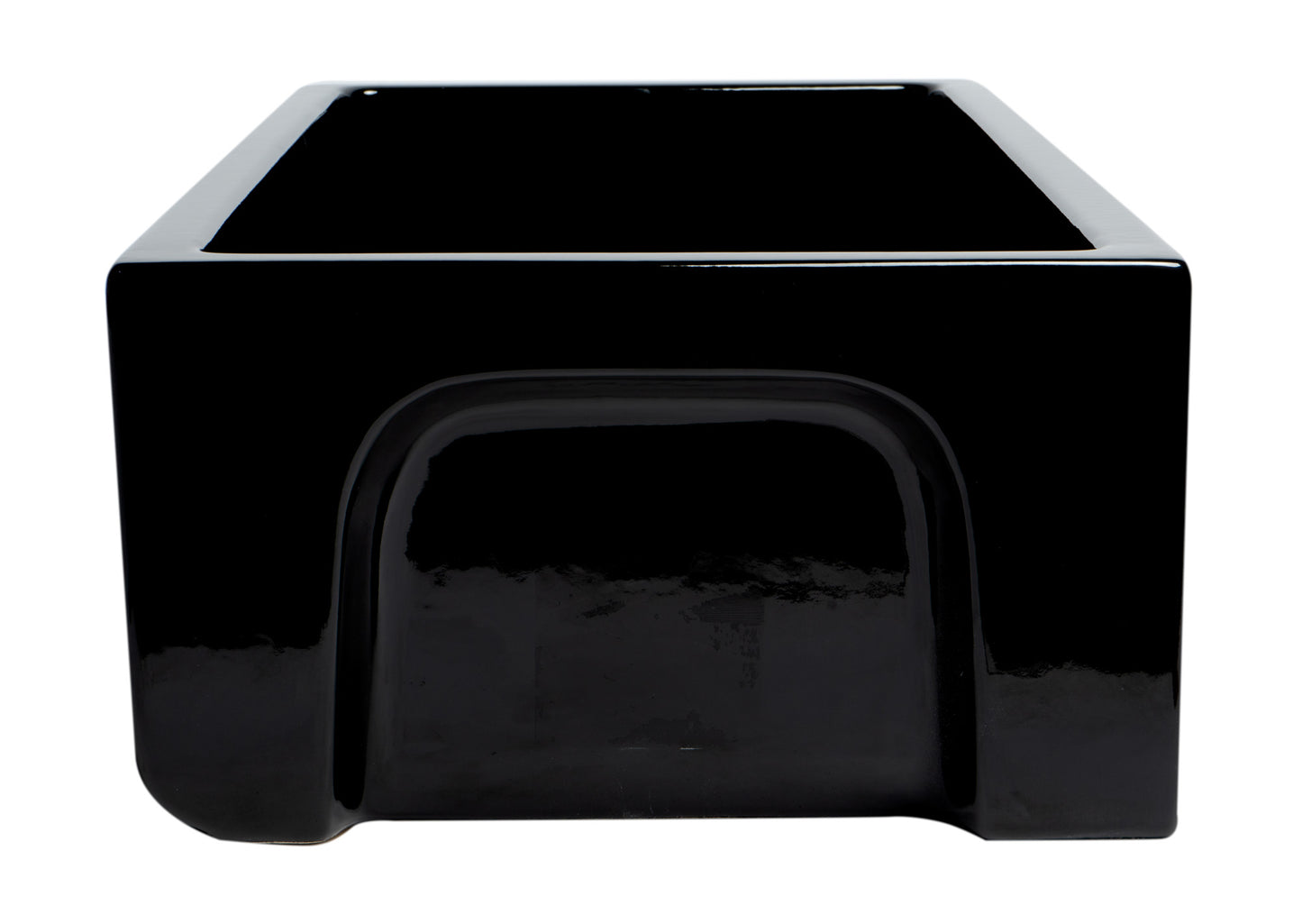 ALFI brand Black Gloss Reversible Smooth / Fluted Single Bowl Fireclay Farm Sink