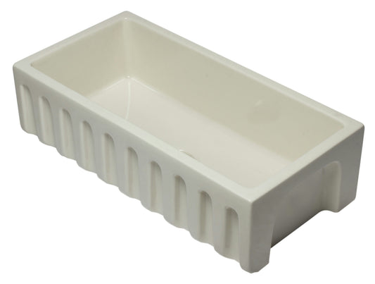 ALFI brand Biscuit Reversible Smooth / Fluted Single Bowl Fireclay Farm Sink