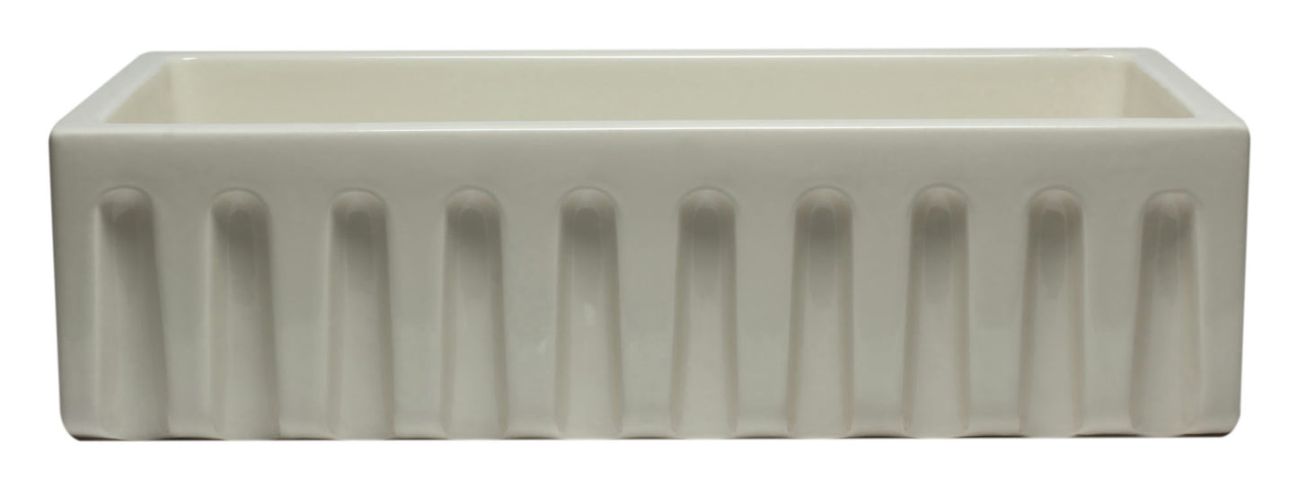 ALFI brand Biscuit Reversible Smooth / Fluted Single Bowl Fireclay Farm Sink