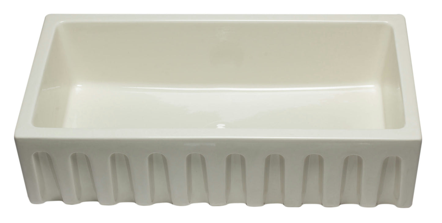 ALFI brand Biscuit Reversible Smooth / Fluted Single Bowl Fireclay Farm Sink