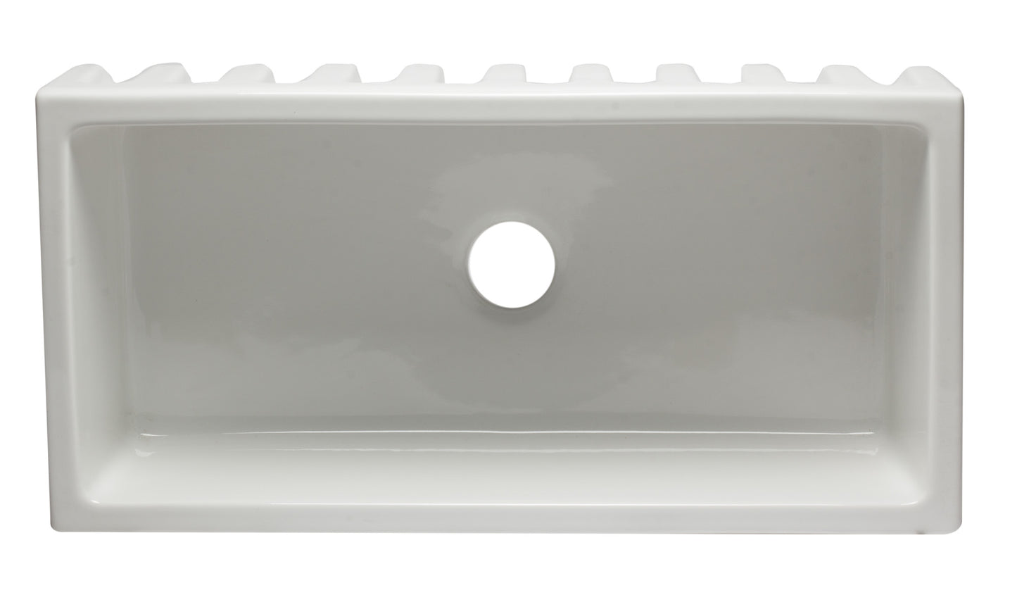 ALFI brand 36 inch Reversible Smooth / Fluted Single Bowl Fireclay Farm Sink