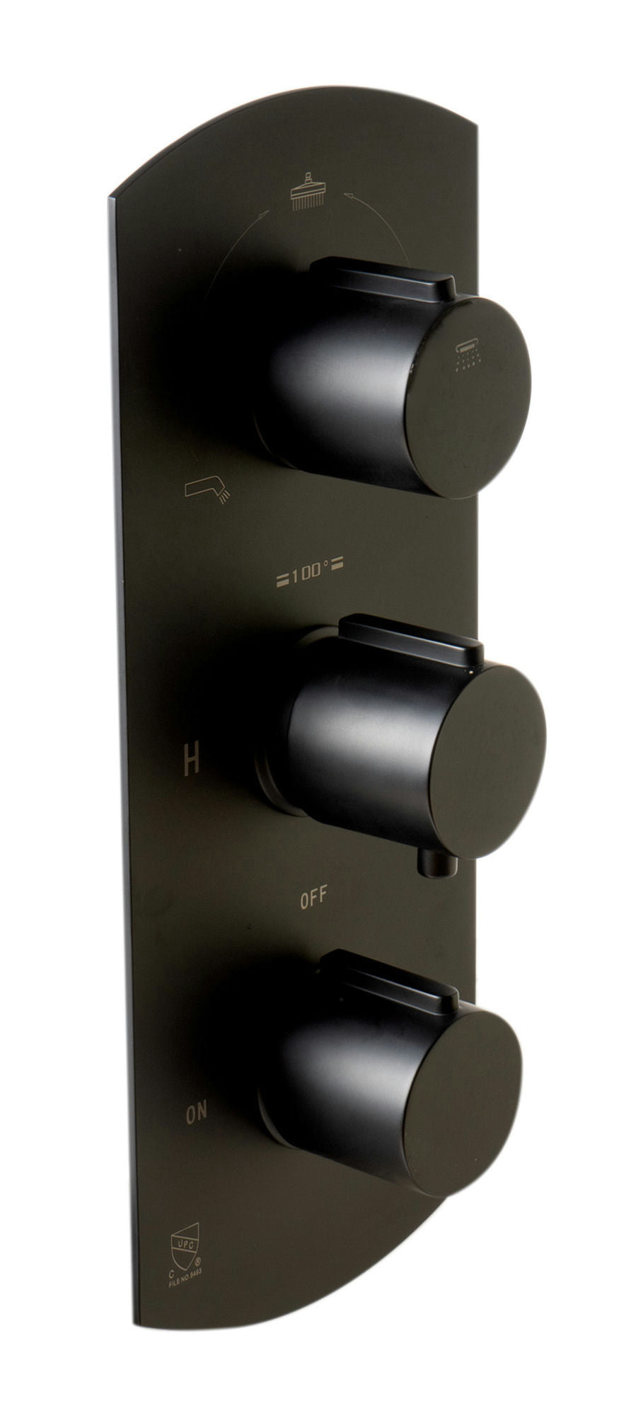 ALFI brand Black Matte 3-Way Thermostatic Valve Shower Mixer Round Knobs
