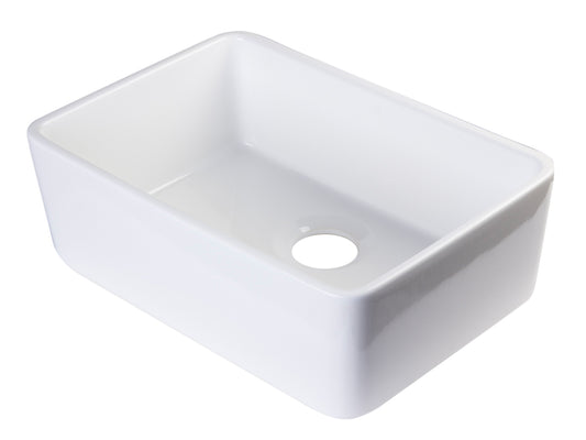 ALFI brand White 23" Smooth Apron Fireclay Single Bowl Farmhouse Kitchen Sink