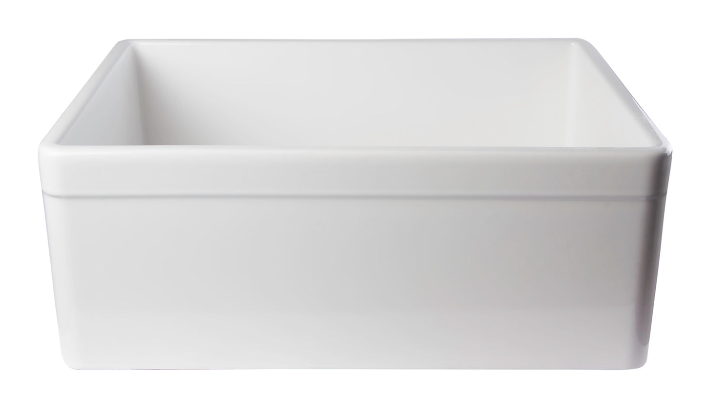 ALFI brand 26" Decorative Lip Apron Single Bowl Fireclay Farmhouse Kitchen Sink