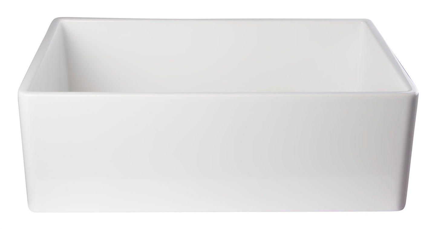 ALFI brand White 30" Contemporary Smooth Apron Fireclay Farmhouse Kitchen Sink