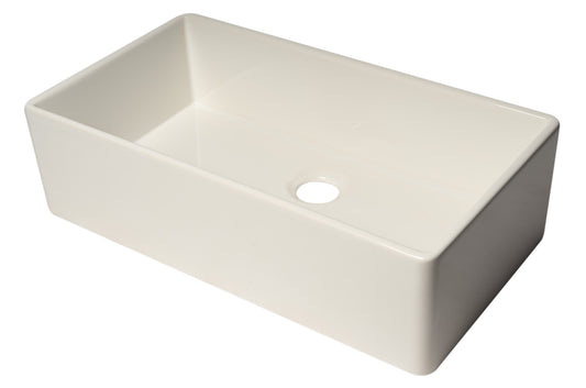 ALFI brand AB536-W White 36" Smooth Apron Single Bowl Fireclay Farm Sink