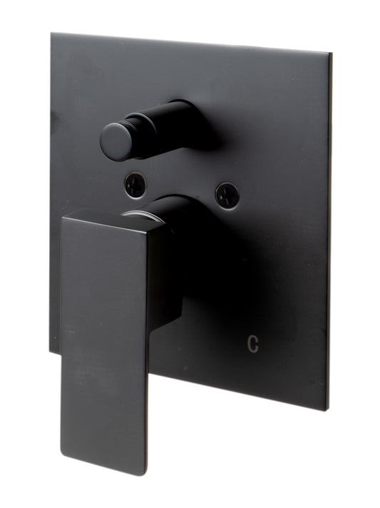 ALFI brand Black Matte Shower Valve with Square Lever Handle and Diverter