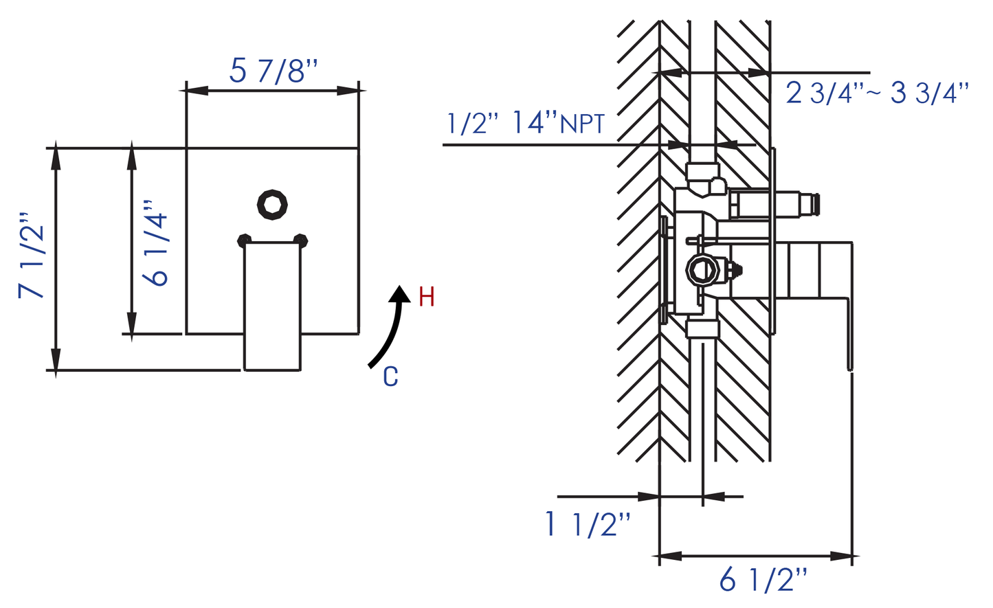 ALFI brand Modern Square Pressure Balanced Shower Mixer with Diverter