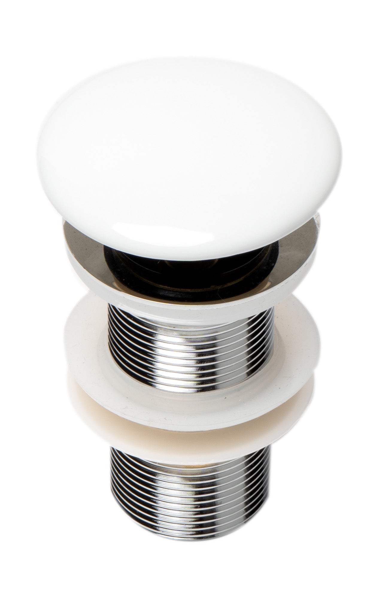 ALFI brand White Ceramic Mushroom Top Pop Up Drain for Sinks without Overflow