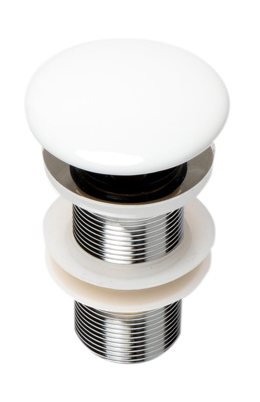 ALFI brand White Ceramic Mushroom Top Pop Up Drain for Sinks without Overflow
