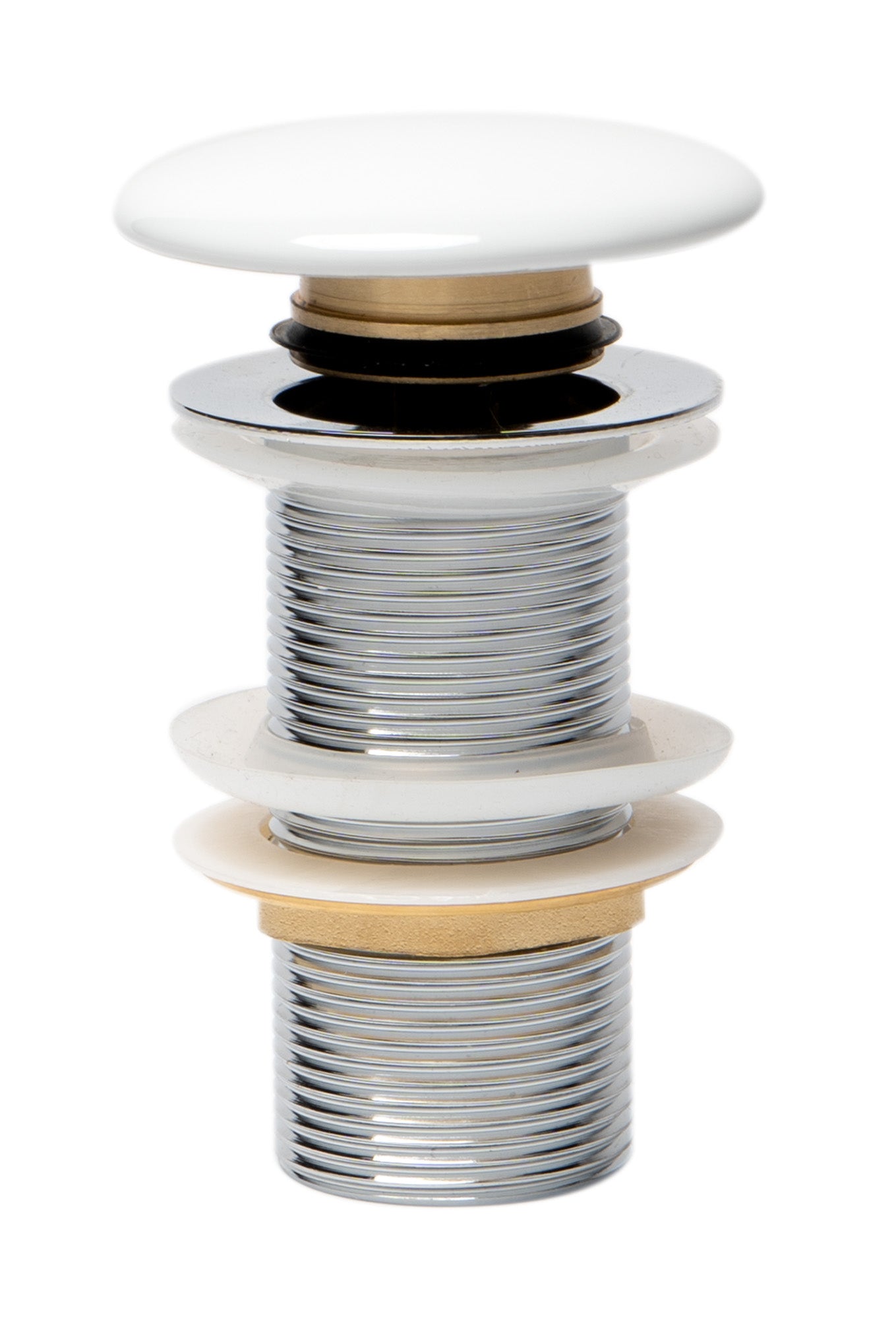 ALFI brand White Ceramic Mushroom Top Pop Up Drain for Sinks without Overflow