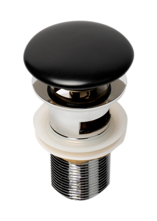 ALFI brand Black Matte Ceramic Mushroom Top Pop Up Drain for Sinks with Overflow