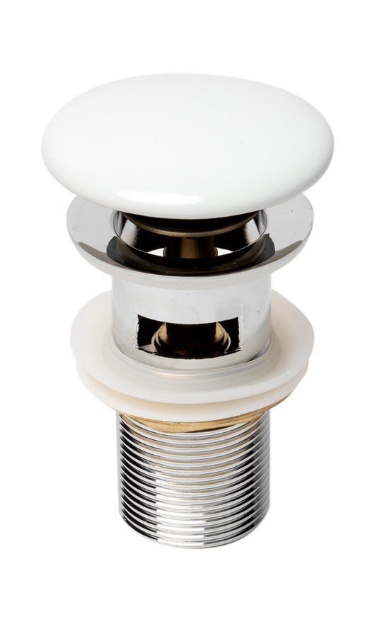 ALFI brand White Ceramic Mushroom Top Pop Up Drain for Sinks with Overflow