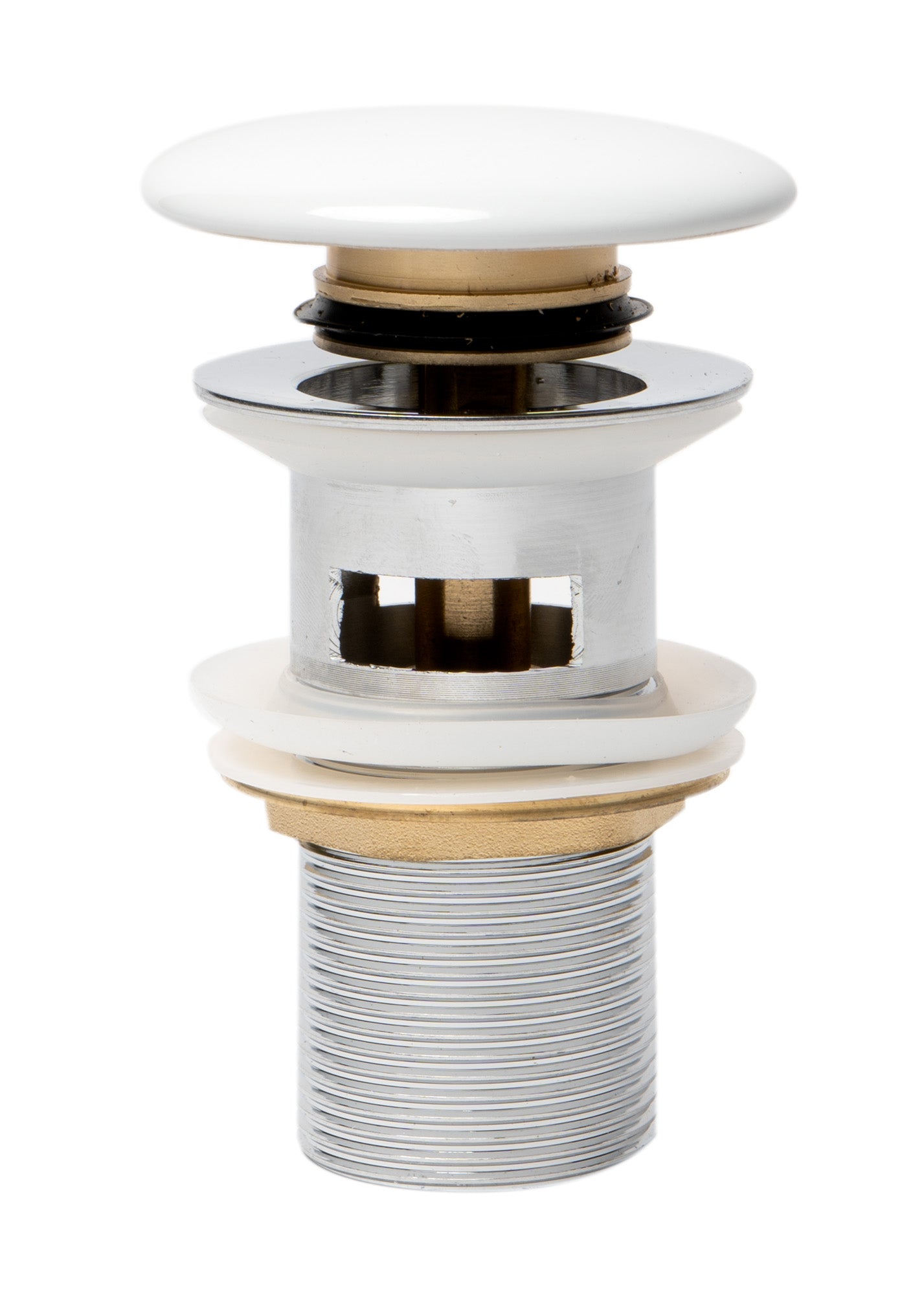 ALFI brand White Ceramic Mushroom Top Pop Up Drain for Sinks with Overflow