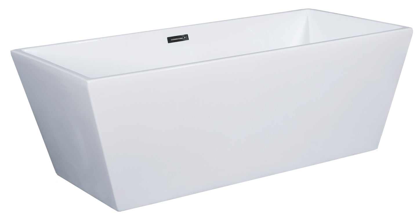 ALFI brand AB8833 59 inch Rectangular Acrylic Free Standing Soaking Bathtub