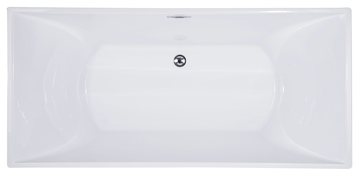 ALFI brand AB8840 67 inch Rectangular Acrylic Free Standing Soaking Bathtub