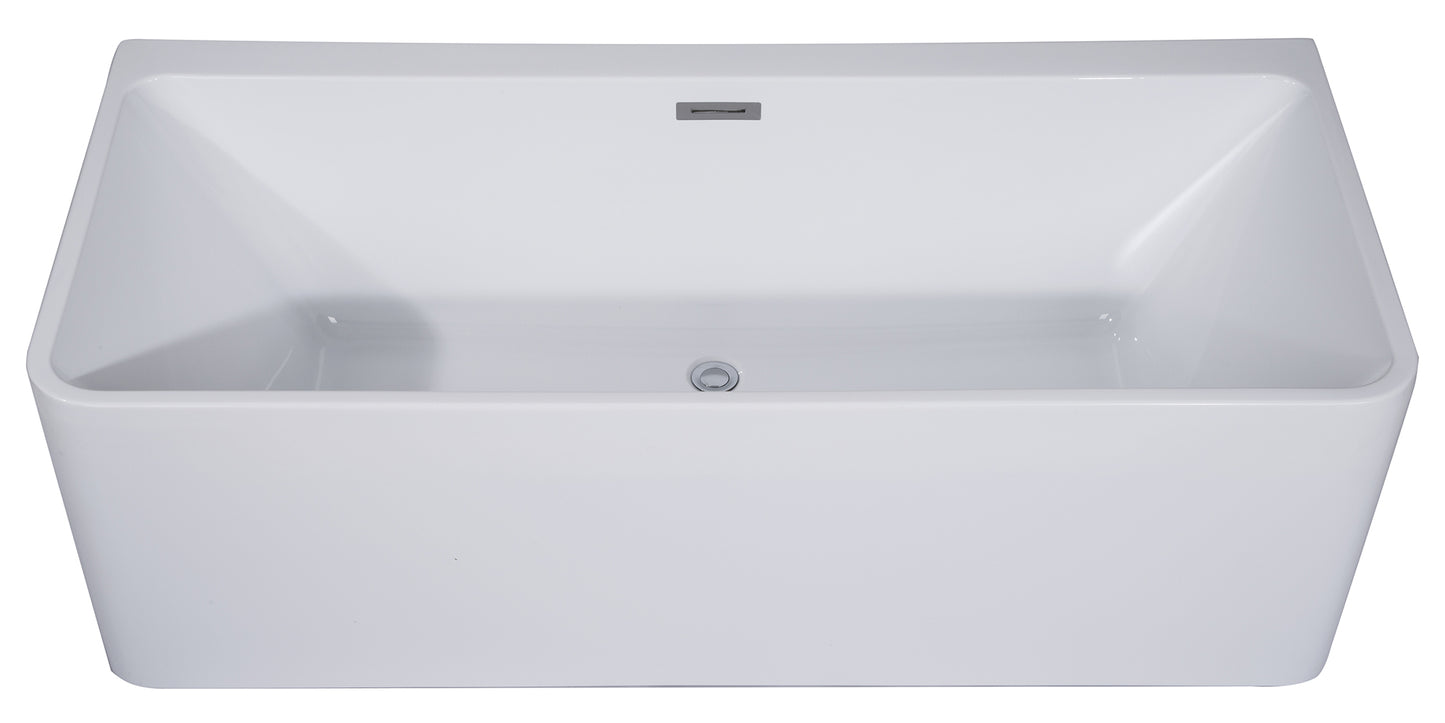 ALFI brand AB8858 59 inch Rectangular Acrylic Free Standing Soaking Bathtub