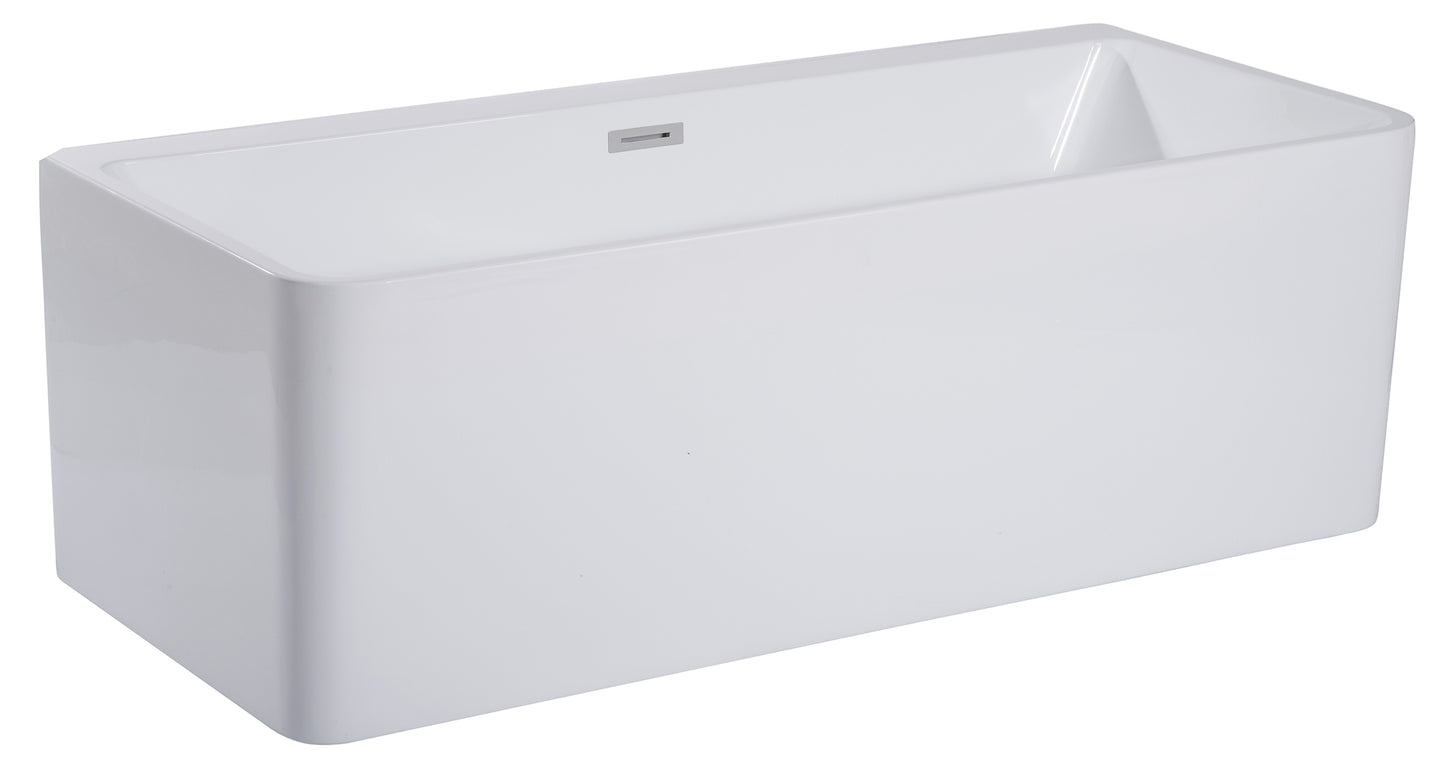 ALFI brand AB8858 59 inch Rectangular Acrylic Free Standing Soaking Bathtub