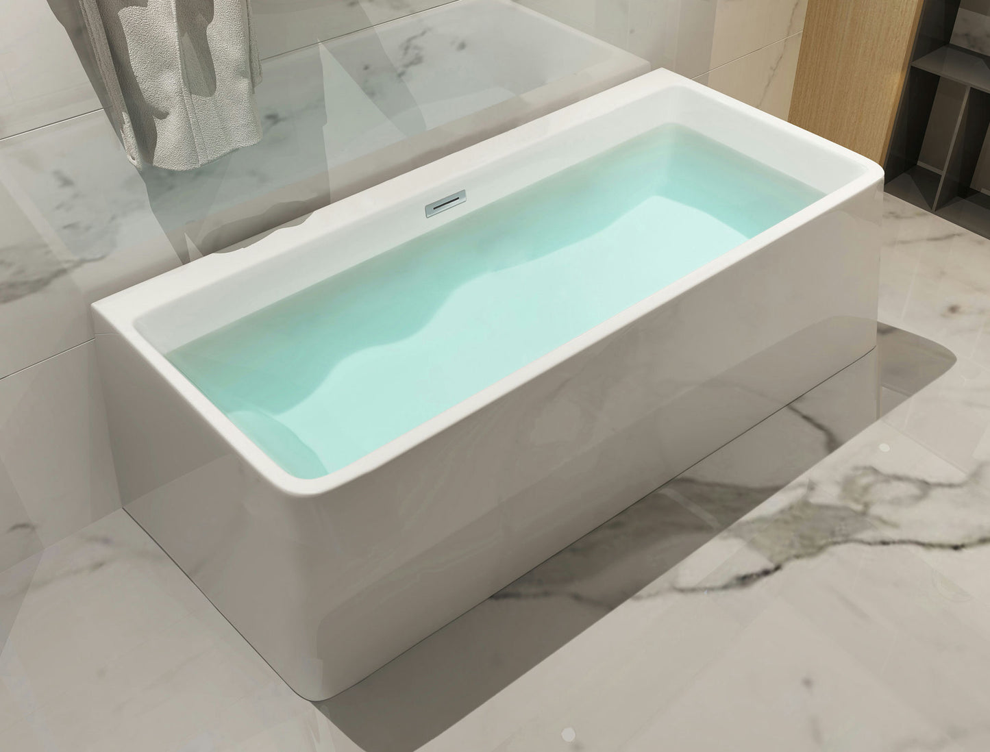 ALFI brand AB8858 59 inch Rectangular Acrylic Free Standing Soaking Bathtub