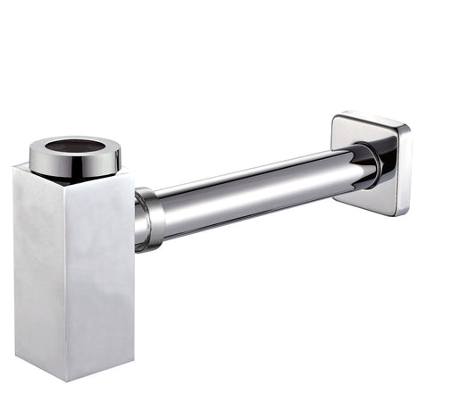 ALFI brand Polished Chrome Solid Brass Square Modern Decorative Bottle P-Trap