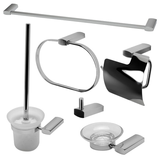 ALFI brand AB9503-PC Polished Chrome 6 Piece Matching Bathroom Accessory Set