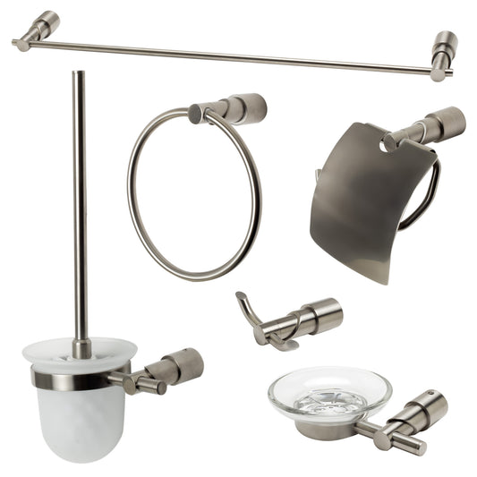 ALFI brand AB9508-BN Brushed Nickel 6 Piece Matching Bathroom Accessory Set