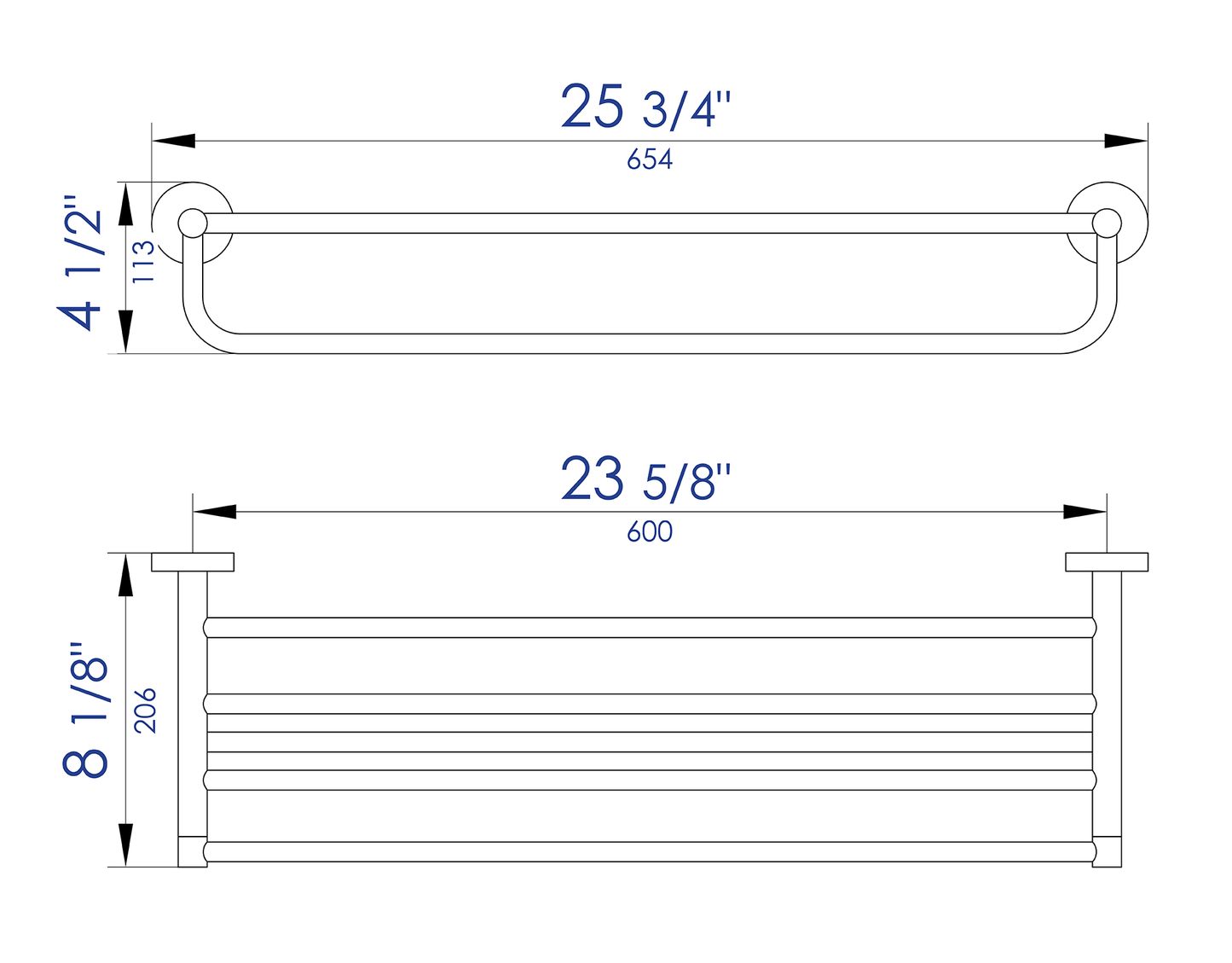 ALFI brand AB9538-PC 26 inch Towel Bar & Shelf Bathroom Accessory