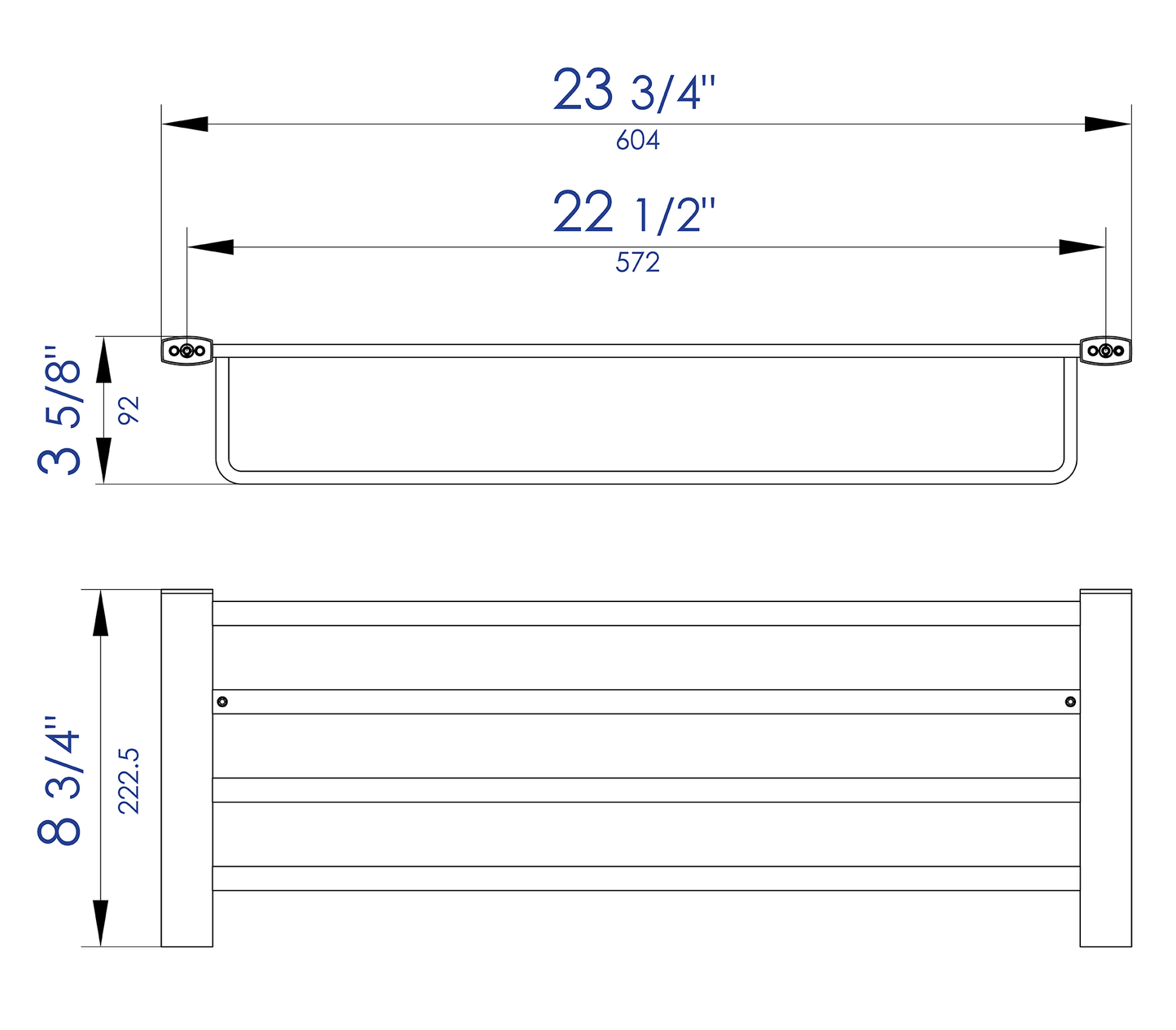 ALFI brand AB9539-PC 24 inch Towel Bar & Shelf Bathroom Accessory